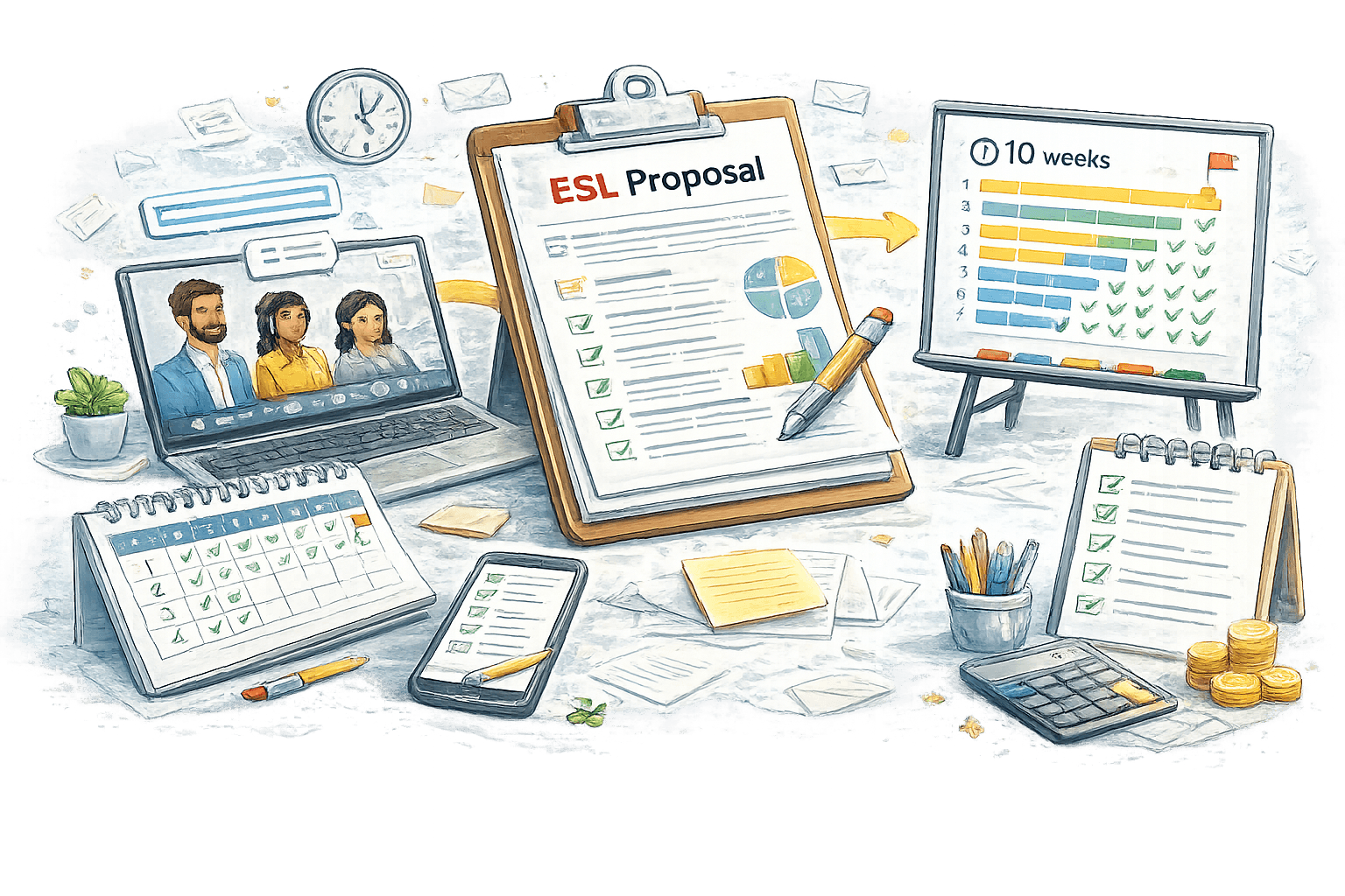 Online workplace ESL (English) training proposal preview