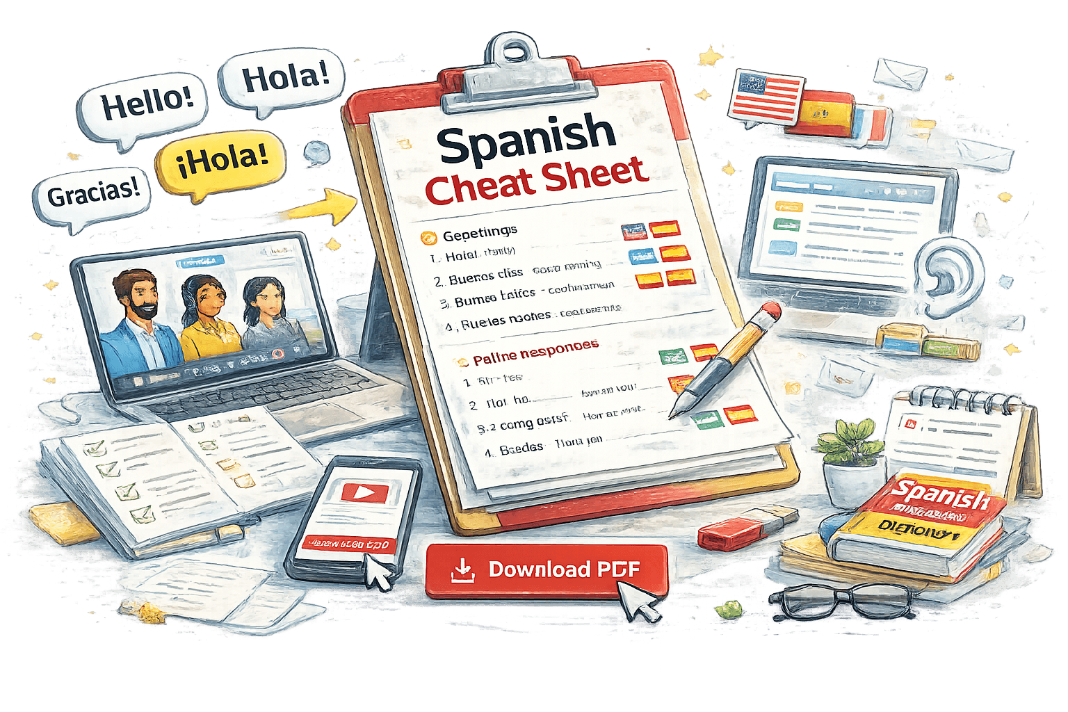 Spanish cheat sheet preview
