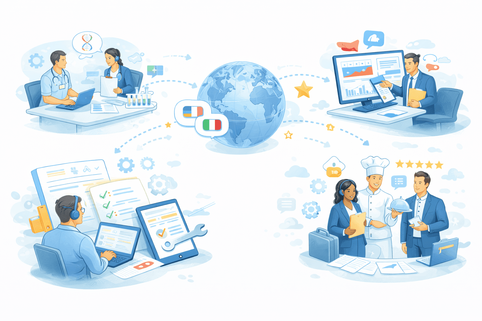 Sesión de planificación de la traducción y la localización centrada en la industria