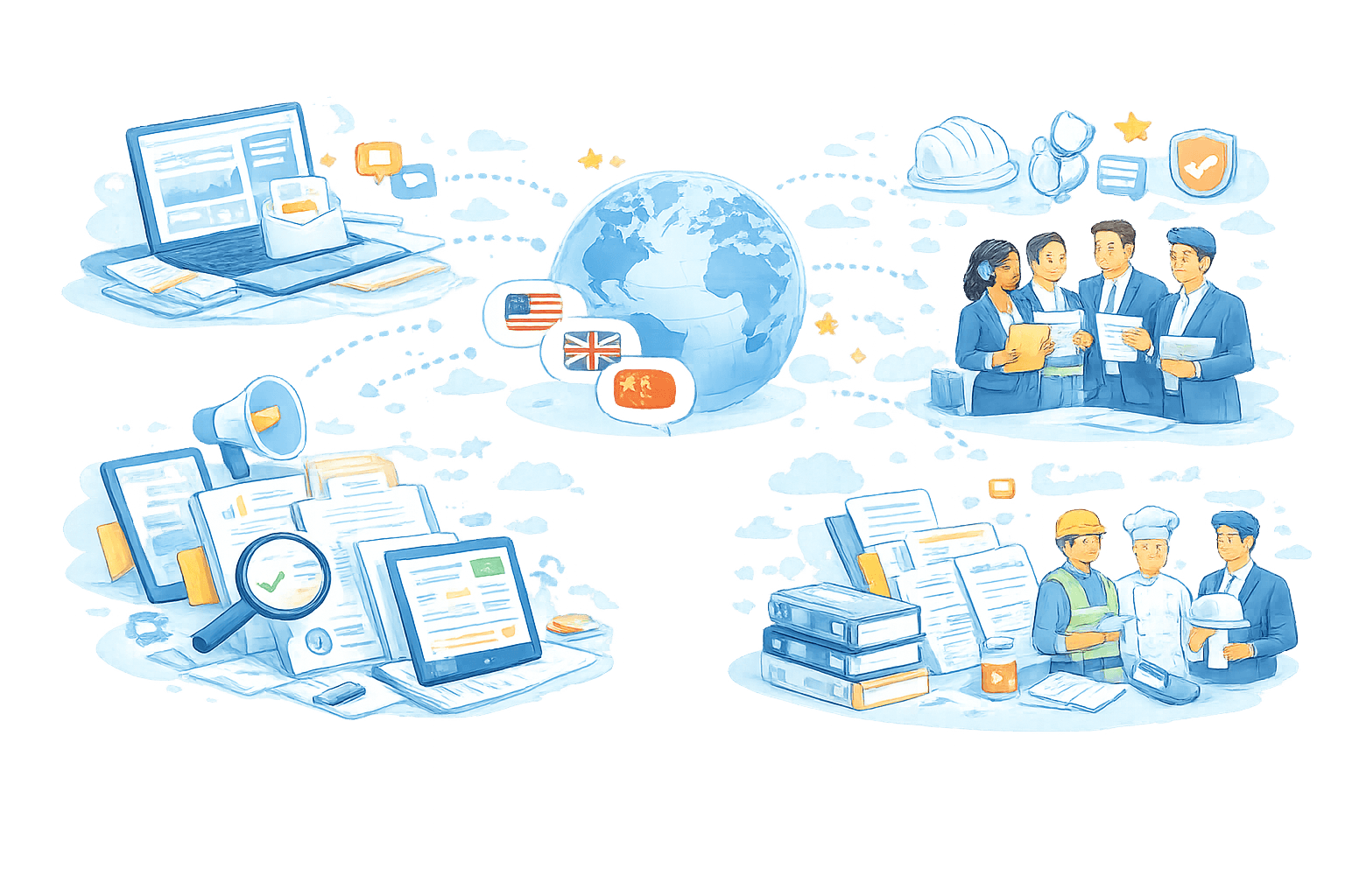 Apoyo a la entrega de contenidos multilingües entre los equipos empresariales